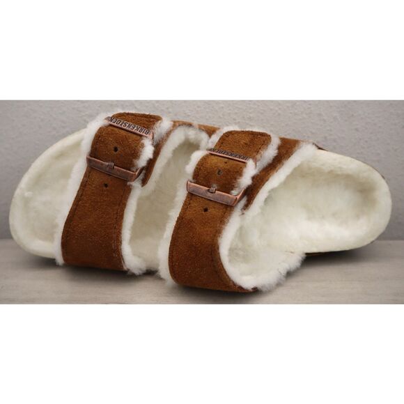 Birkenstock Women's 10 Men's 8 Mink Brown Arizona Shearling Suede Sandals - Picture 9 of 16